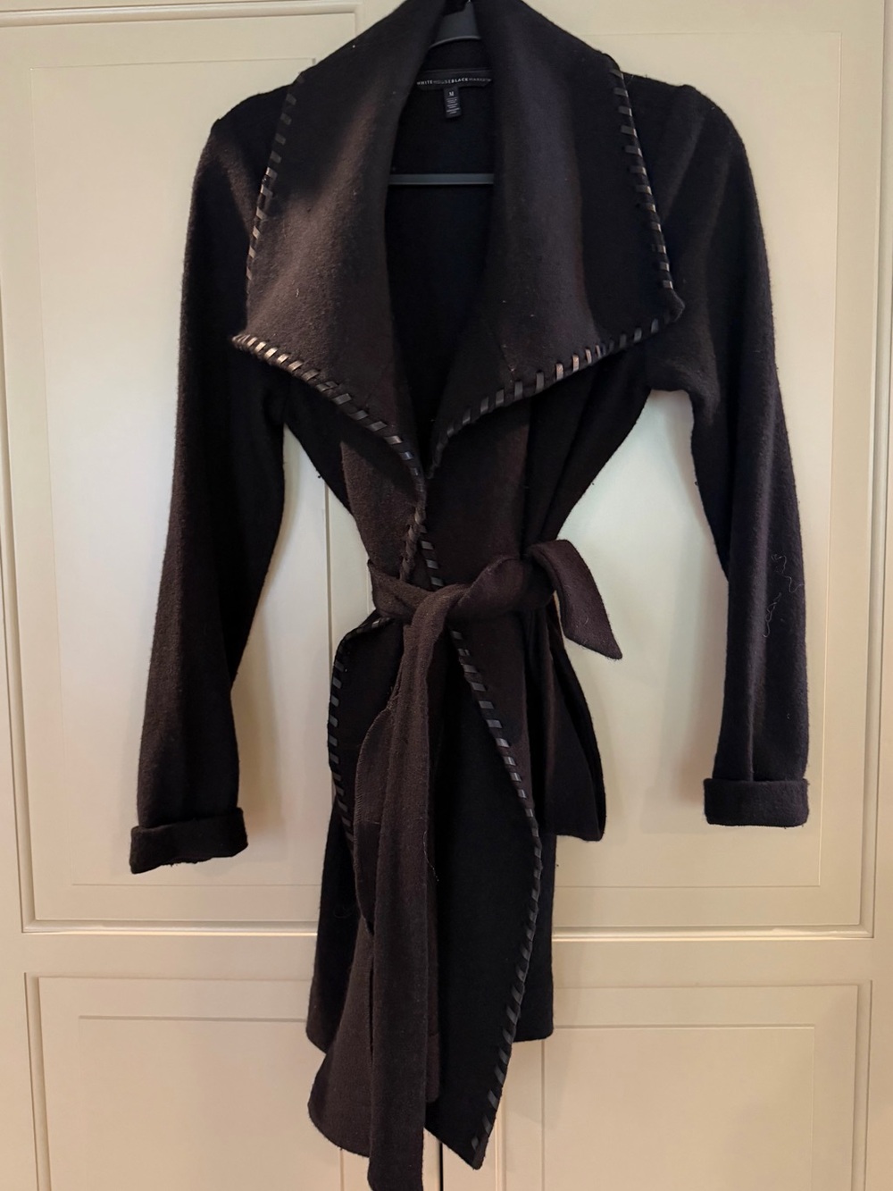 White House Black Market Black Wrap Belted Jacket - Picture 2 of 3
